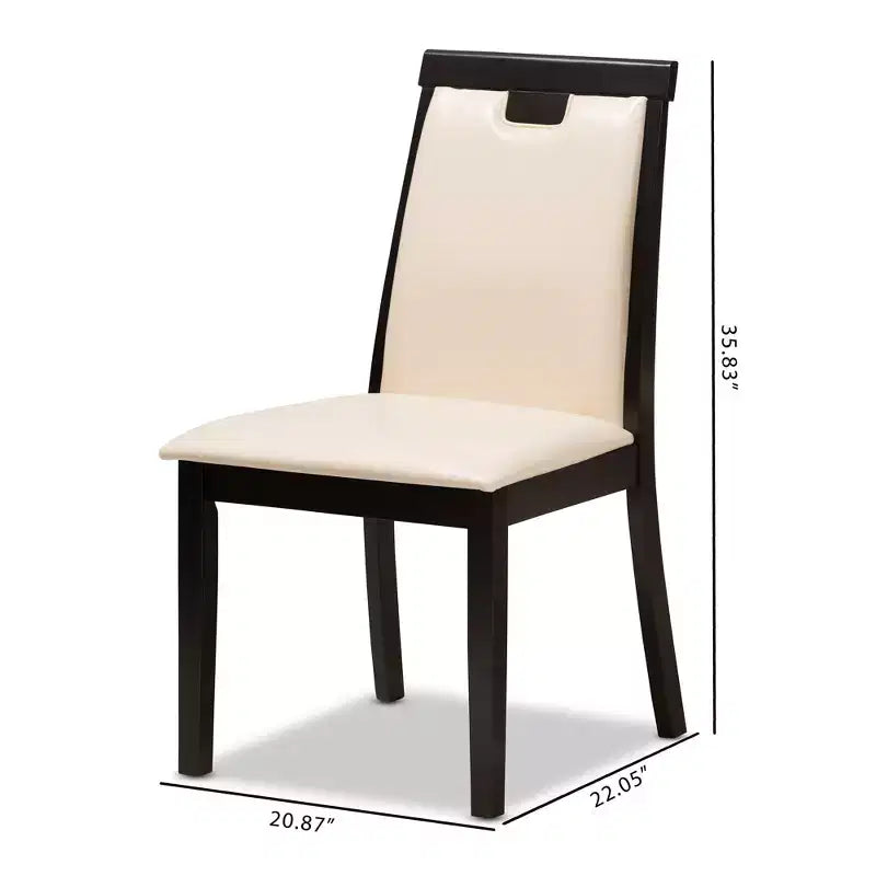 Lot de 2 chaises de salle à manger modernes et contemporaines en similicuir Evelyn, marron foncé/beige - Baxton Studio