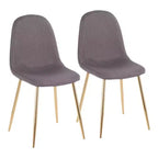 Lot de 2 chaises de salle à manger contemporaines Pebble or/anthracite : Rembourrées, pieds en métal - LumiSource
