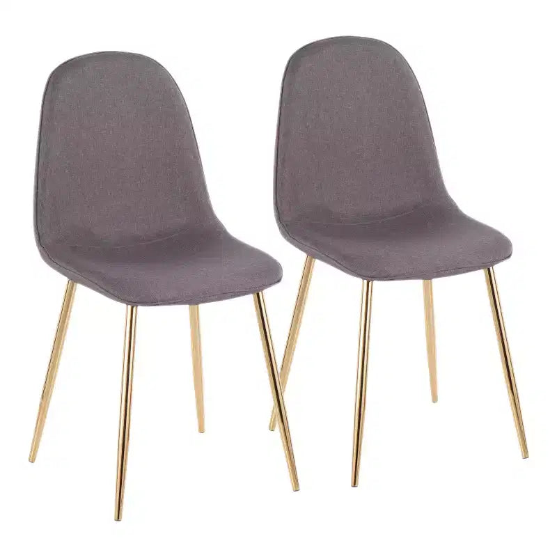 Lot de 2 chaises de salle à manger contemporaines Pebble or/anthracite : Rembourrées, pieds en métal - LumiSource