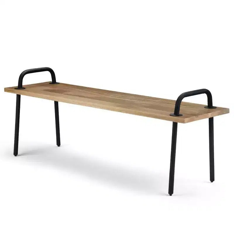 WyndenHall 55" Sera Solid Wood Industrial Entryway Bench Natural