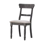 Lot de 2 chaises Wallace marron clair/gris - Acme Furniture : Lin rembourré, pieds tournés, dossier à traverses