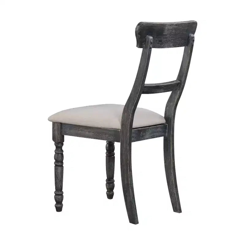 Lot de 2 chaises Wallace marron clair/gris - Acme Furniture : Lin rembourré, pieds tournés, dossier à traverses