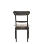 Lot de 2 chaises Wallace marron clair/gris - Acme Furniture : Lin rembourré, pieds tournés, dossier à traverses