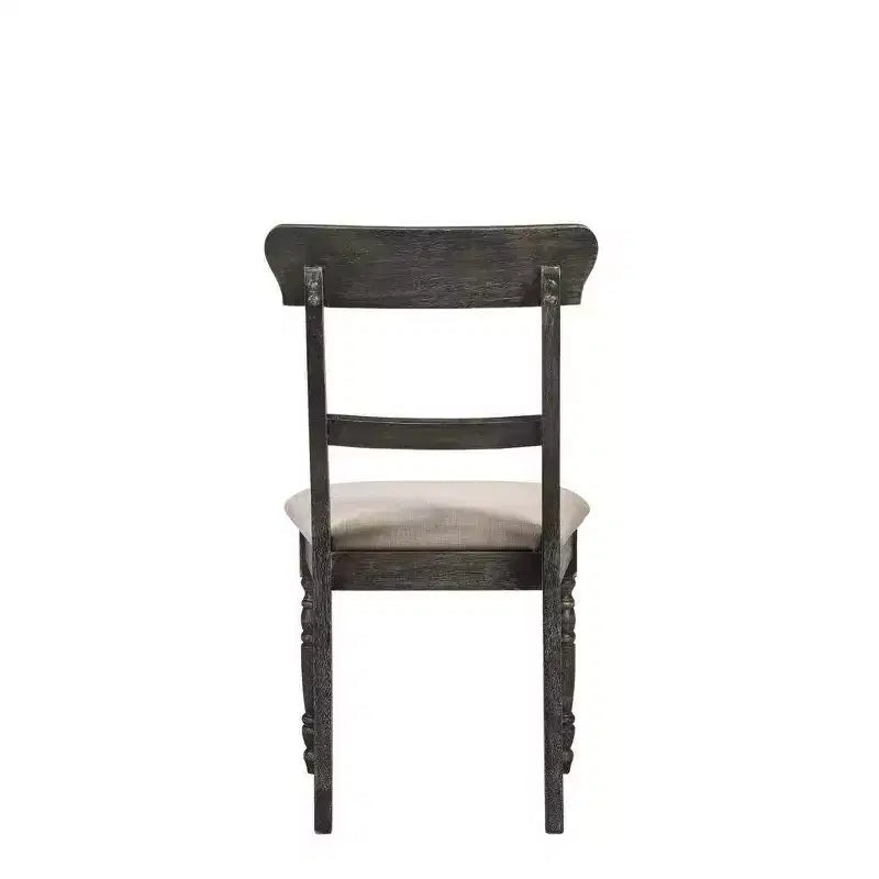 Lot de 2 chaises Wallace marron clair/gris - Acme Furniture : Lin rembourré, pieds tournés, dossier à traverses