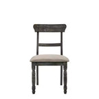 Lot de 2 chaises Wallace marron clair/gris - Acme Furniture : Lin rembourré, pieds tournés, dossier à traverses
