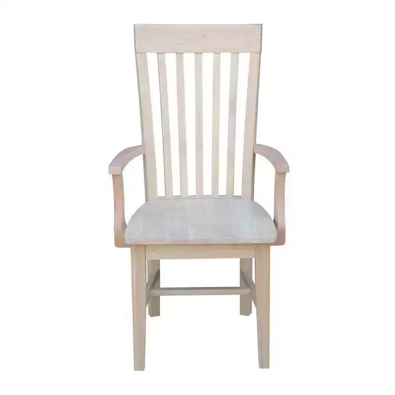 Tall Mission Chair with Arms Unfinished - International Concepts: Solid Wood, Parawood, Slat Back