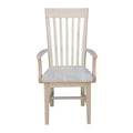Tall Mission Chair with Arms Unfinished - International Concepts: Solid Wood, Parawood, Slat Back
