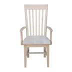 Tall Mission Chair with Arms Unfinished - International Concepts: Solid Wood, Parawood, Slat Back