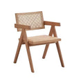 Acme Furniture 20" Valentina Dining Chair Rattan and Natural Finish : Set of 2, Upholstered Leather, No Assembly Required