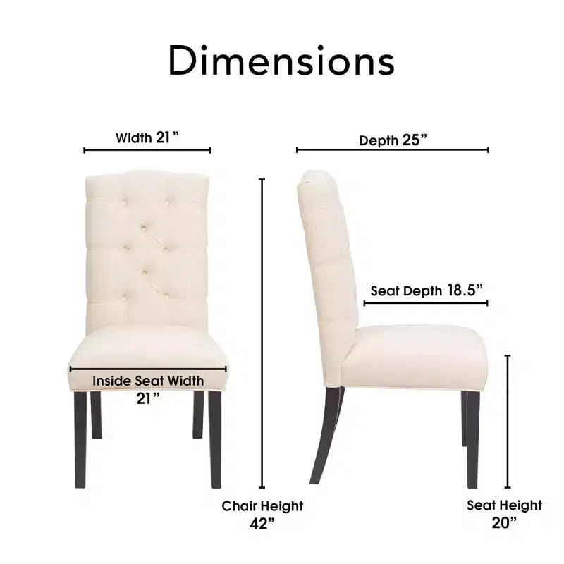 Lot de 2 chaises de salle à manger capitonnées Provence Beige - Finch