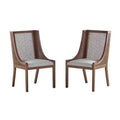 Christopher Knight Home Set of 2 Jace Rustic Fabric Upholstered Wood and Cane Dining Chairs Dark Brown