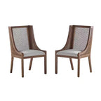 Christopher Knight Home Set of 2 Jace Rustic Fabric Upholstered Wood and Cane Dining Chairs Dark Brown
