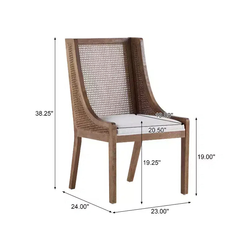 Lot de 2 chaises de salle à manger Jace en tissu rustique, bois et cannage de Christopher Knight Home, marron foncé
