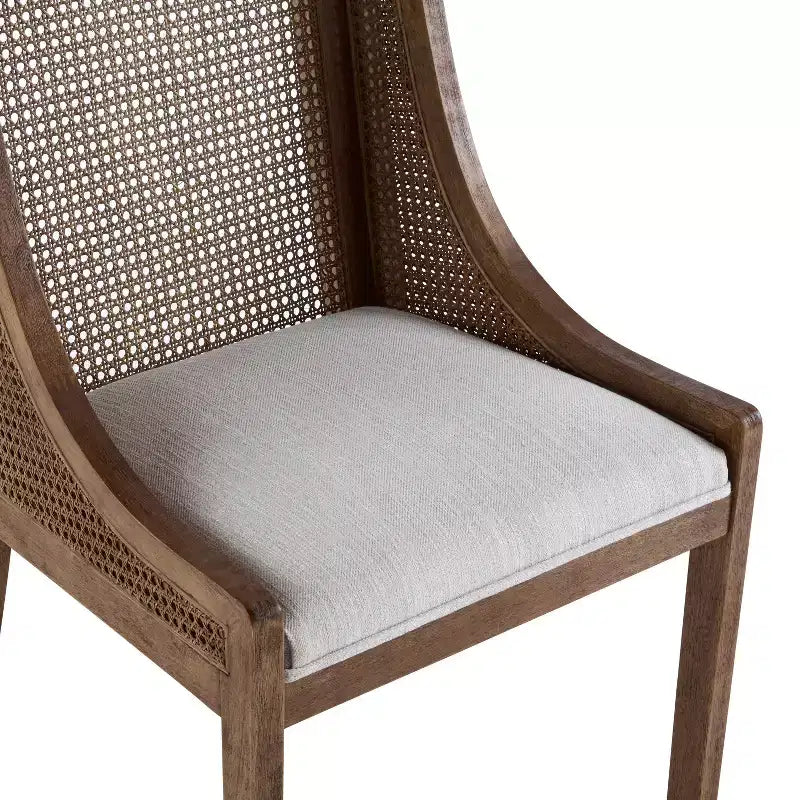 Lot de 2 chaises de salle à manger Jace en tissu rustique, bois et cannage de Christopher Knight Home, marron foncé