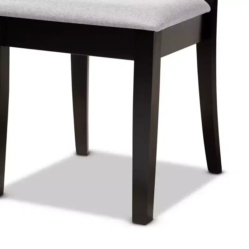 Lot de 2 Chaises de salle à manger Minette Gris/Espresso - Baxton Studio : Structure en bois massif, Rembourrage en mousse, Design moderne