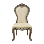 Chaise de salle à manger Latisha 25" brun antique - Acme Furniture : Détails argentés, chenille grise, garniture cloutée