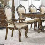 Chaise de salle à manger Latisha 25" brun antique - Acme Furniture : Détails argentés, chenille grise, garniture cloutée