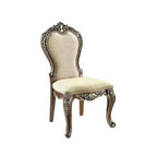 Chaise de salle à manger Latisha 25" brun antique - Acme Furniture : Détails argentés, chenille grise, garniture cloutée