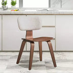 Chaise de salle à manger Casson 46,5 cm Boucle blanc et Noyer : Style Mid-century, Assise courbée - Acme Furniture