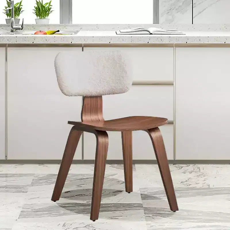 Chaise de salle à manger Casson 46,5 cm Boucle blanc et Noyer : Style Mid-century, Assise courbée - Acme Furniture
