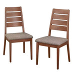 Lifestorey Set of 2 Malton Dining Chair Walnut: Beech Wood, Mid-Century Design, Gray Upholstery