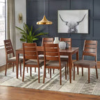 Lifestorey Set of 2 Malton Dining Chair Walnut: Beech Wood, Mid-Century Design, Gray Upholstery