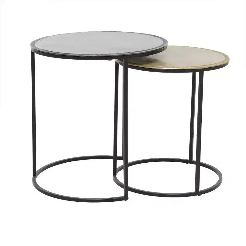 2pc Industrial Aluminum Accent Tables Black - Olivia & May