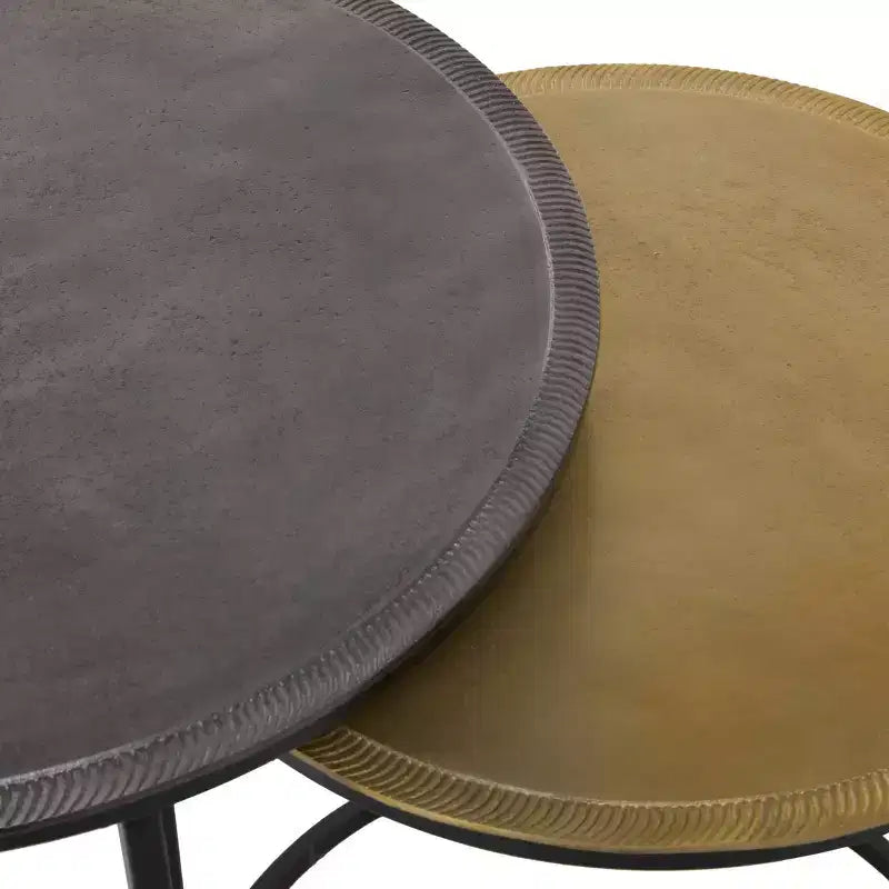 2 tables d'appoint industrielles en aluminium noires - Olivia & May