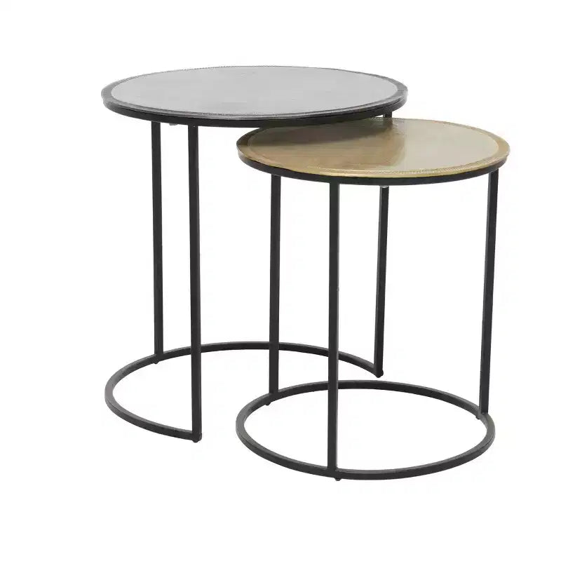 2 tables d'appoint industrielles en aluminium noires - Olivia & May