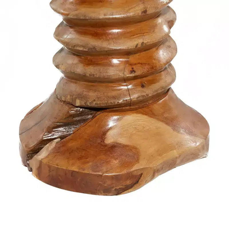 Rustic Carved Teak Wood Stool Brown - Olivia & May