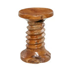 Rustic Carved Teak Wood Stool Brown - Olivia & May