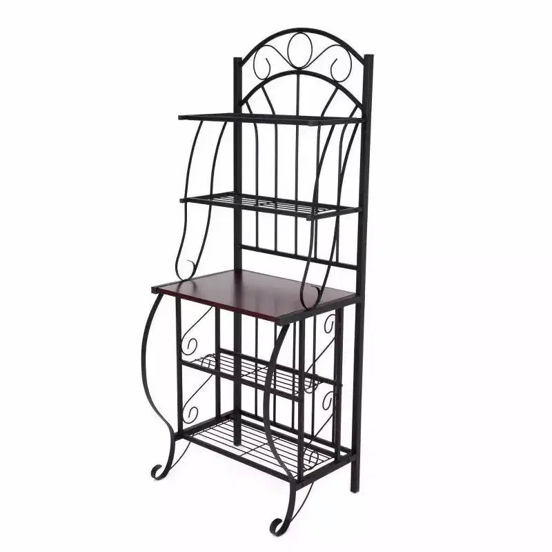 Valencia Baker Rack Storage Unit Metal/Black - Boraam Industries: Scandinavian Style, 5 Shelves, Powder-Coated Finish