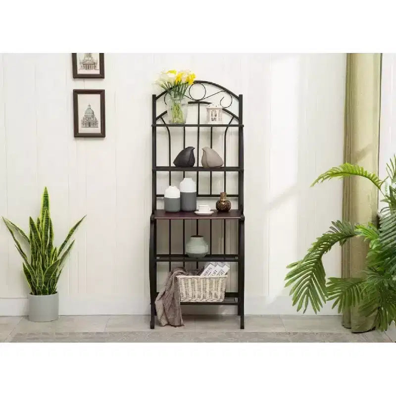 Étagère de cuisine Valencia Metal/Noir - Boraam Industries : Style scandinave, 5 étagères, Finition poudrée