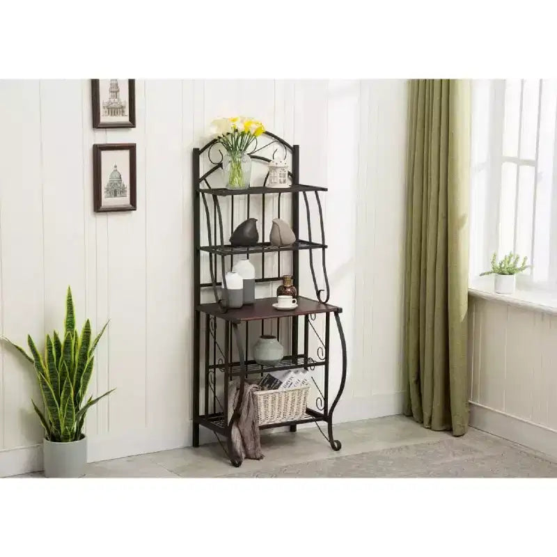 Étagère de cuisine Valencia Metal/Noir - Boraam Industries : Style scandinave, 5 étagères, Finition poudrée