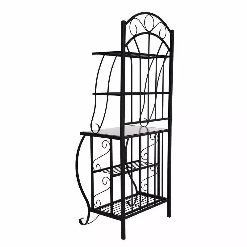 Étagère de cuisine Valencia Metal/Noir - Boraam Industries : Style scandinave, 5 étagères, Finition poudrée