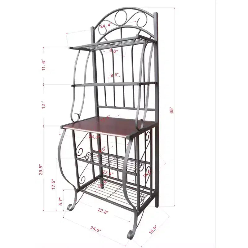 Étagère de cuisine Valencia Metal/Noir - Boraam Industries : Style scandinave, 5 étagères, Finition poudrée