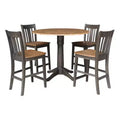 42" Round Dual Drop Leaf Counter Height Dining Table with 4 Splat Back Stools Hickory/Washed Coal - International Concepts