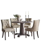 Angelo:HOME 5pc Ariana Traditional Pedestal Dining Set Gray: Upholstered Chairs, Rubberwood, Pedestal Table