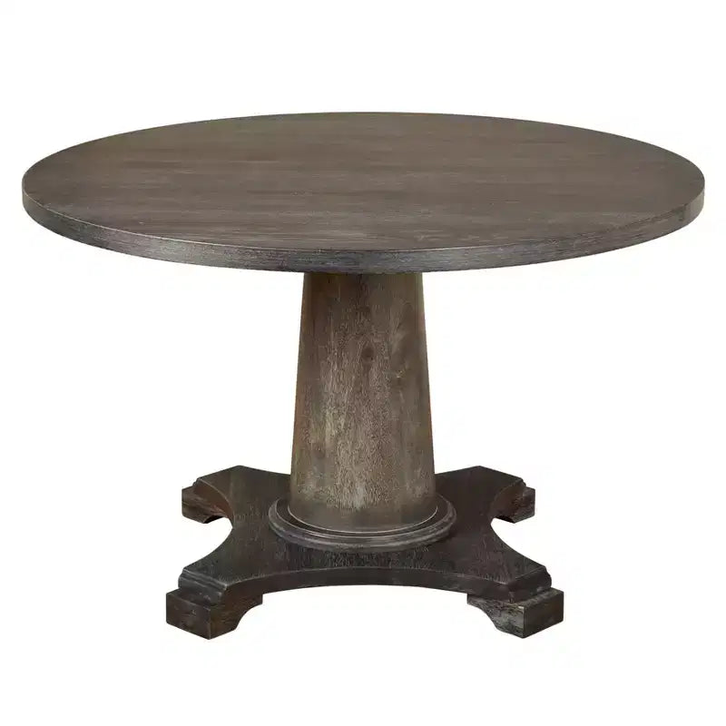 Angelo:HOME 5pc Ariana Traditional Pedestal Dining Set Gray: Upholstered Chairs, Rubberwood, Pedestal Table