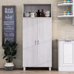 24/7 Shop At Home Maclay Double Door Pantry Cabinet White Oak