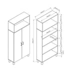 24/7 Shop At Home Maclay Double Door Pantry Cabinet White Oak