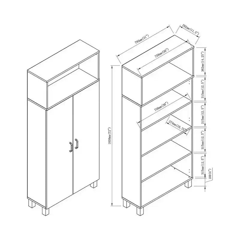 24/7 Shop At Home Maclay Double Door Pantry Cabinet White Oak