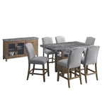 8pc Grayson Marble Counter Dining Set Gray/Driftwood - Steve Silver Co.