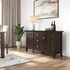 Buffet Bissell Bois Naturel - WyndenHall : Rangement pour Bouteilles de Vin, Étagères Réglables, Pin et Contreplaqué