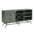 miBasics Heath 60" Modern Buffet with Wine Cabinet Sage Green: Freestanding Storage, 4 Shelves, 3 Drawers