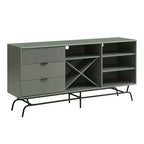 miBasics Heath 60" Modern Buffet with Wine Cabinet Sage Green: Freestanding Storage, 4 Shelves, 3 Drawers