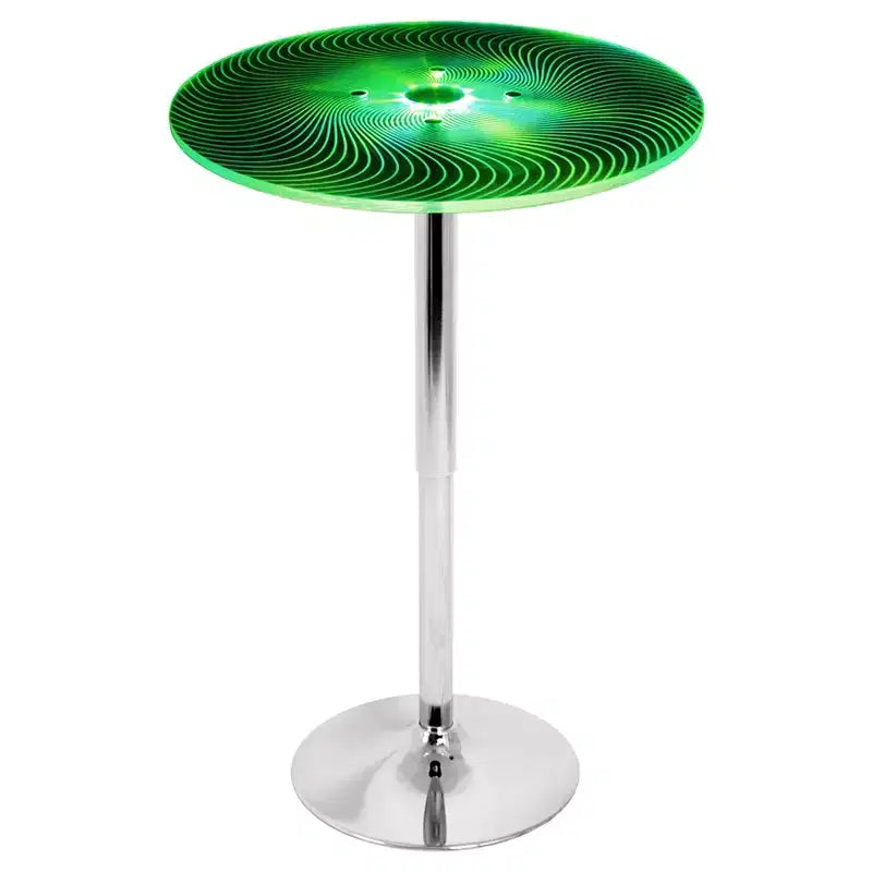 Table de pub contemporaine lumineuse Spyra de 23 pouces, réglable en hauteur, en acrylique transparent - LumiSource