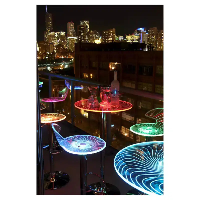 Table de pub contemporaine lumineuse Spyra de 23 pouces, réglable en hauteur, en acrylique transparent - LumiSource
