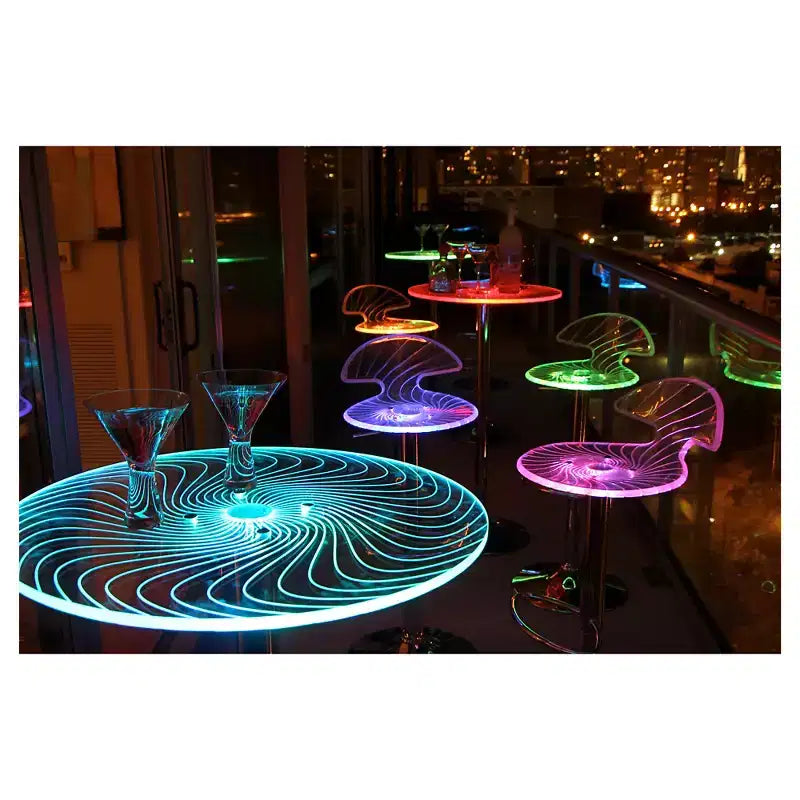 Table de pub contemporaine lumineuse Spyra de 23 pouces, réglable en hauteur, en acrylique transparent - LumiSource