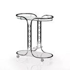 24/7 Shop At Home Kentrik Glass Top Serving Cart Chrome: Modern Tea Cart with Mirror Finish, Fixed Shelves